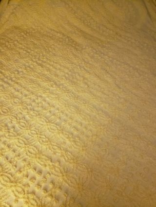 Vtg Canary Light Pale Yellow Chenille Bedspread Full Size Blanket
