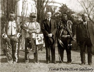 Native American Men With Pres.  Calvin Coolidge.  - Historic Photo Print