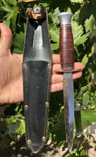 Vintage A.  Wright & Son Sheffield England Dagger Knife Stiletto W Sheath