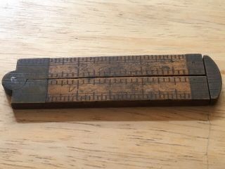 Miniature 6 Inch Vintage Wooden And Brass Folding Ruler The C - S Co.  No.  36