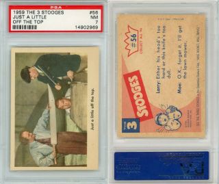 1959 Fleer 3 Three Stooges Card 56 “just A Little Off The Top” Psa 7 – Rare