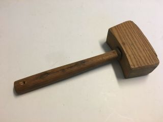 Vintage Wood Mallet Hammer Hardwood Primitive Ash Maple 12,  " Long