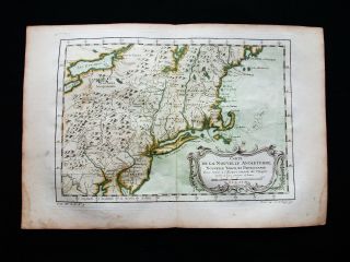 1754 Bellin: Orig.  Map North America,  York,  Pennsylvania,  England Canada