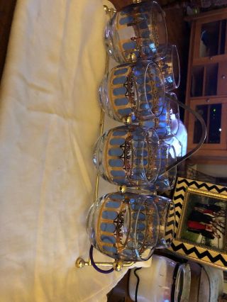 Vintage Culver Glasses Set Of 8 With Caddy