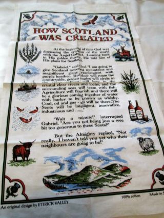 How Scotland Was Created 100 Cotton Tea Dish Towel Ettrick Valley