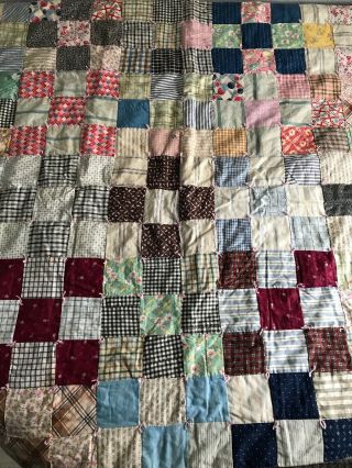 Vintage Antique 1930s Baby Doll Quilt - Prints Feed Sack Shirting Prints