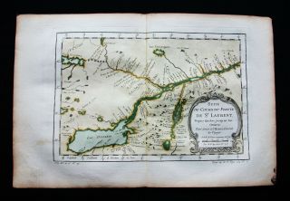 1754 Bellin: Map North America,  Canada,  Ontario,  Toronto,  Saint Laurent