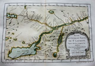 1754 BELLIN: map NORTH AMERICA,  CANADA,  ONTARIO,  TORONTO,  Saint LAURENT 2