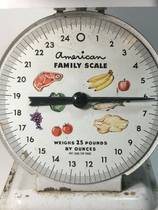 American Family Vintage Scale 25lb Kitchen Counter Metal Food Scale White 2