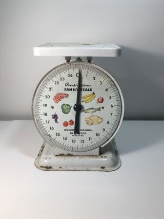 American Family Vintage Scale 25lb Kitchen Counter Metal Food Scale White 3