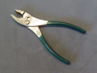 Vintage 4 & 3/4 " Diamond K 14 Green Handles Pliers Made In The U.  S.  A.  -