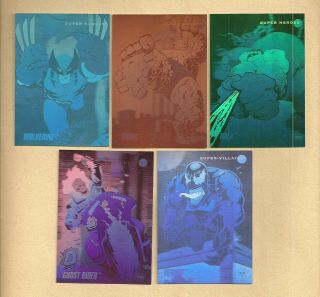 1992 Impel Marvel Universe Holograms Complete Set H1 - - - - H5 Nrmt