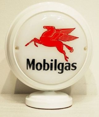 Mobilgas Lighted Mini Gas Pump Globe White Red Body Gasoline Oil Gas Sign