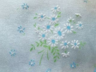 Vintage Flocked Floral Fabric Blue Organza Small Daisy Flowers Fabric Remnants