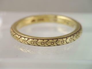 Antique Art Deco 18k Solid Gold Art Deco Wedding Band Ring 1925 Forget Me Not