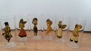Set Of 6 Vintage Risque Peek A Boo Naked Pin Up Girl Peep Show Drinking Glasses