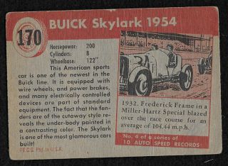 Topps World on Wheels Card 170,  1954 Buick Skylark Sports Car,  Rare 2