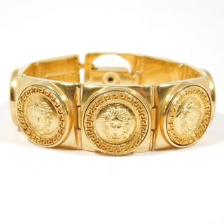 Iconic Vintage Gianni Versace Medusa Gold Tone Bracelet