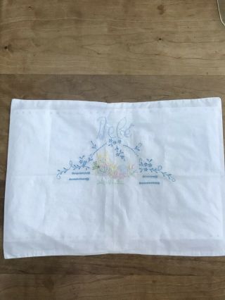Antique Vintage Cotton Baby Pillow Case For Crib Layette Doll Hand Embroidered