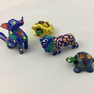 Mexican Animal Figure Sculpture Hand Painted Woodcarving Native Art Craft