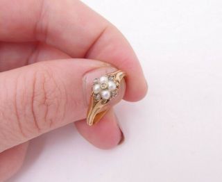 18ct Gold Rose Cut Diamond Seed Pearl Ring,  Georgian 18th Century