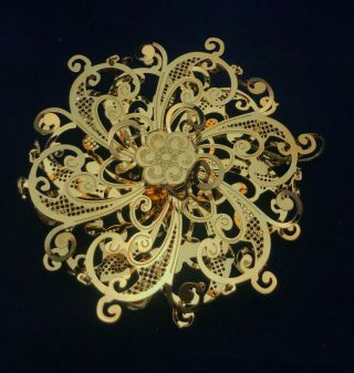 Vtg Danbury 23k Gold Plated 2000 Ornament Swirl Filigree Snowflake 3 "