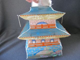 Vintage Painted Paper Pagoda Shaped Japanese Lantern For Repair