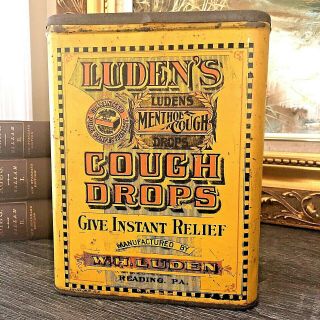 Antique Advertising Tin Can - Luden’s Mentol Cough Drops W.  H.  Luden