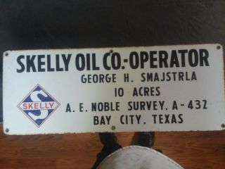 Skelly Oil Co Operator Vintage Sign