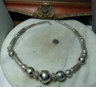Antique Sterling Silver Native American Heavy Bead Necklace for Woman or Men 2