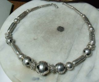 Antique Sterling Silver Native American Heavy Bead Necklace for Woman or Men 3