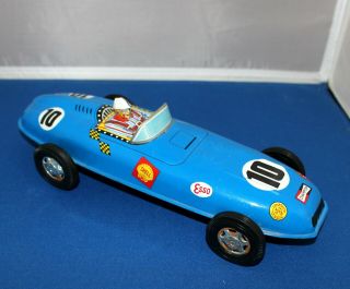 Vintage 1950s Japan Open Wheel Race Car Friction Toy 10 Shell,  Stp,  Esso