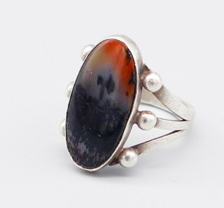 Vintage Sterling Silver Old Pawn Moss Agate Ring Southwestern Handmade