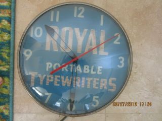 Vintage Royal Typewriter Lighted Advertising Clock