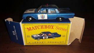 Owner Lesney Matchbox 55 Police Patrol Car In The Box Mib