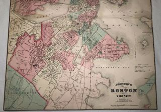 Antique 1870 JOHNSON’S BOSTON AND VICINITY MAP by A.  J.  JOHNSON,  York 2 Page 2