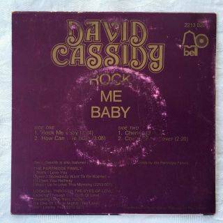 David Cassidy - Rock Me Baby - OZ 1973 Bell 7 