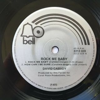 David Cassidy - Rock Me Baby - OZ 1973 Bell 7 