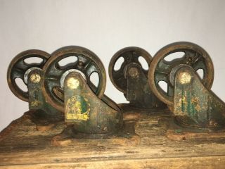 Antique Casters Cart Wheels Large Iron Steel Industrial Grand Rapids Set Of 4