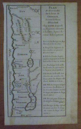 Tribes Of Israel Located In Palestine - 1722 Copperplate Calmet Holy Land Map