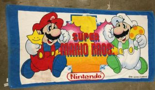 Vintage 1988 Nintendo Mario Bros Beach Towel Tapestry Poster Cecil Saydah