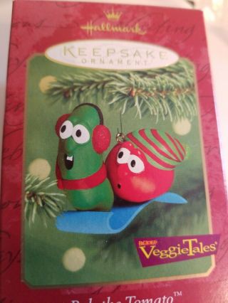 Veggie Tales Bob the Tomato and Larry Cucumber Sled Hallmark Ornament Keepsake 2