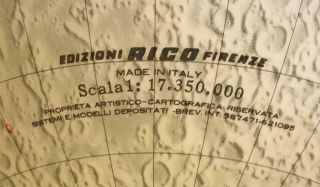 Vintage Moon globe night light Rico Firenze Italy - Moon Globe Map Apollo NASA 3