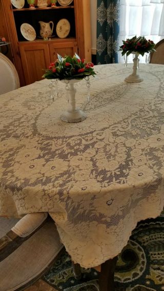 Vintage Lace Tablecloth.  54 By 85