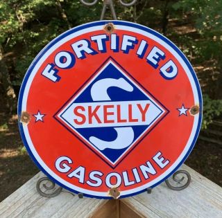 Vintage Skelly Porcelain Sign Gas Service Station Motor Oil Engine
