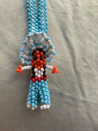 Vintage Native American Beaded Necklace Indian Chief Pendant Seed Bead