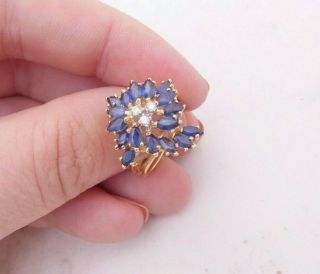 14ct Gold Sapphire Diamond Ring,  Heavy 5.  8 Grams