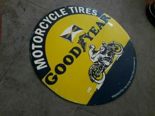 Porcelain Goodyear Motorcycle Enamel Sign Size 30 " Inches