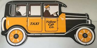 Rare Big 32 " Taxi Yellow Cab Co.  Porcelain Sign Garage,  Gas Station,  Ref Xxx
