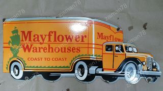 Mayflower Warehouse Trucks Vintage Porcelain Sign 35 X 14 1/2 Inches